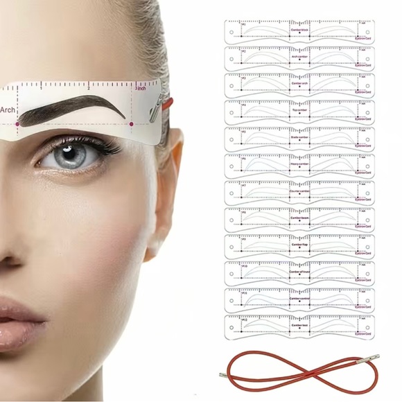 Eyebrow Stencils, 12 Pairs Eyebrow Shaper Kit, Reusable Eyebrow Template W/Strap - Picture 3 of 11